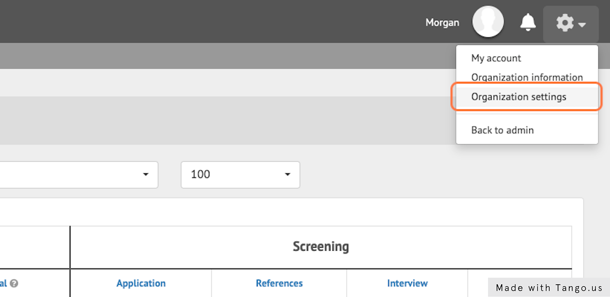 Click on Organization settings.
