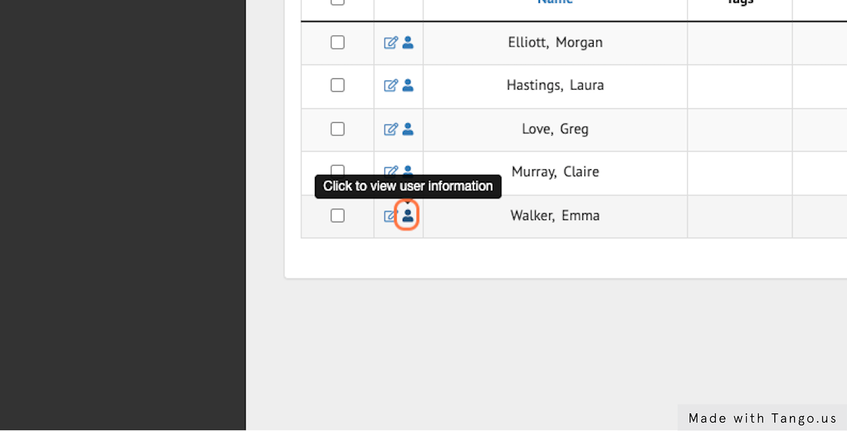 Another way to send a User their Dashboard Link is by selecting the 'View User' button to the left of their name.